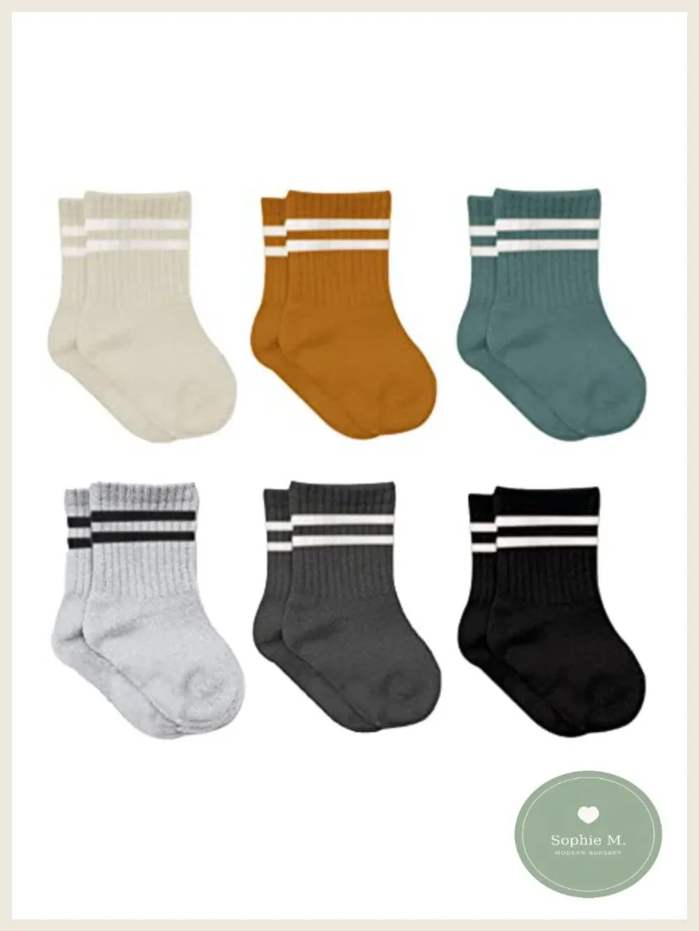 Baby Grip Ankle Socks 6 Pairs Organic Cotton Toddler Infant Non-Slip Boys Girls